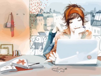 internet e laptop de menina