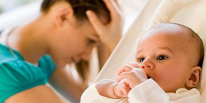 depressed woman after childbirth