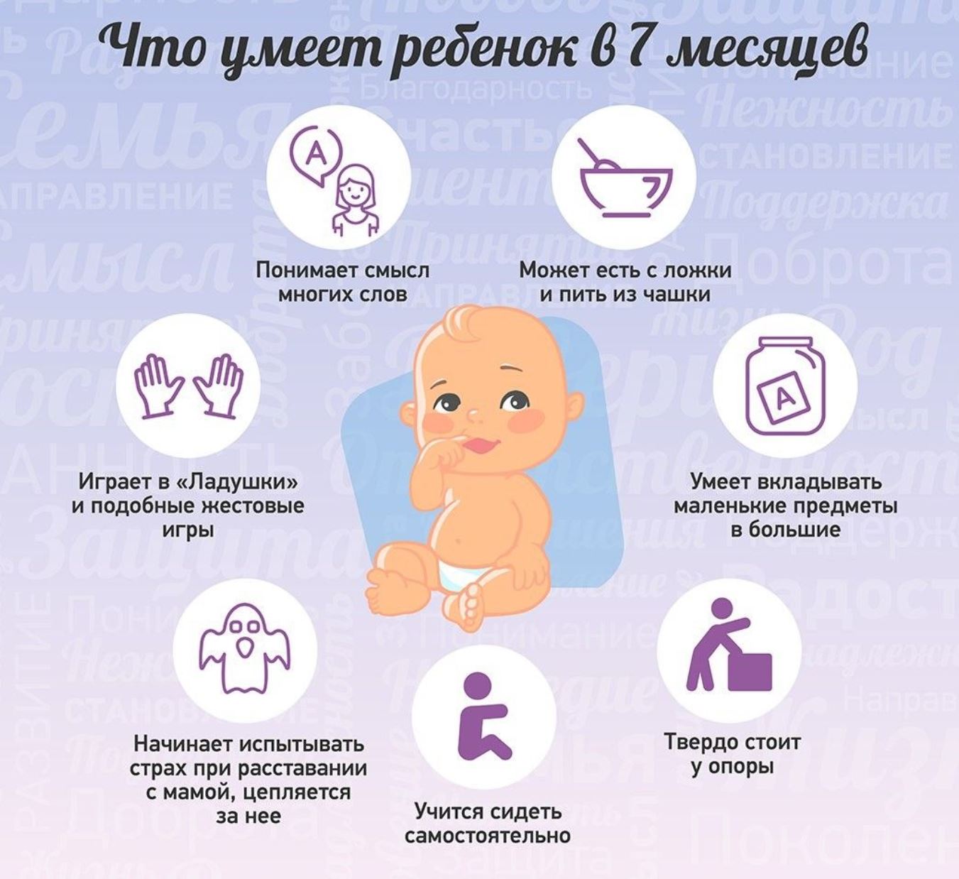 Ką vaikas gali padaryti būdamas 7 mėnesių
