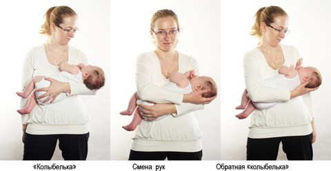 trzymamy noworodka w ramionach kołyski